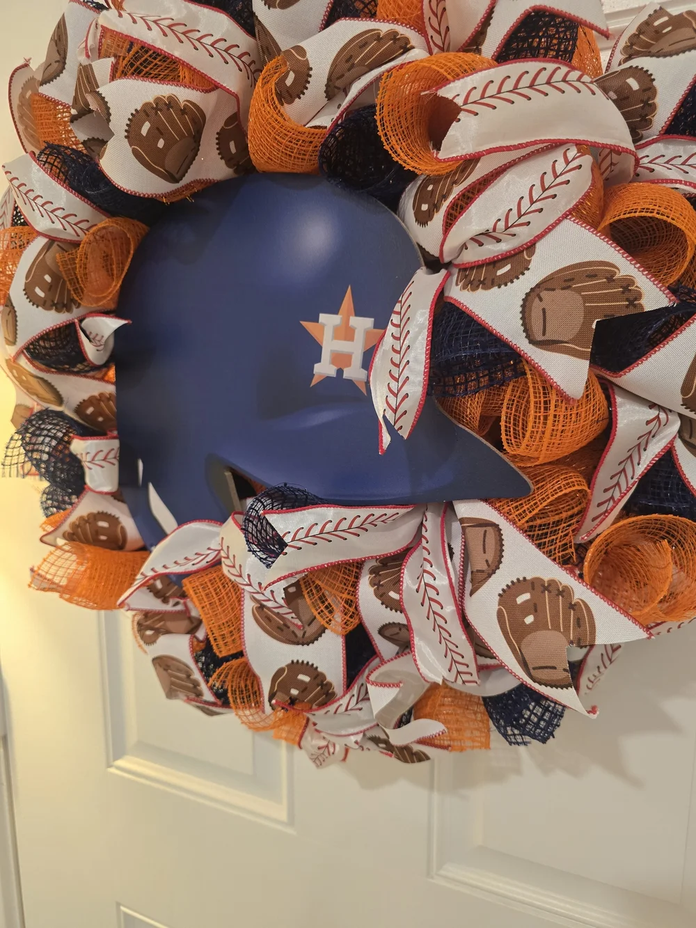 Houston Astros Helmet Baseball Wreath - Navy & Orange